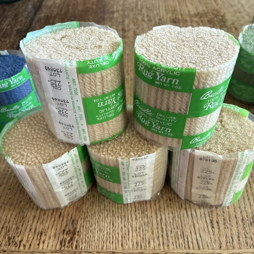 NEW Lot 13 x Vintage Bucilla Acrylic Latch Hook Rug Yarn Assorted Blue Tan